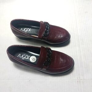 Sugar Chunky Burgundy Slip-on Loafers Size 6M